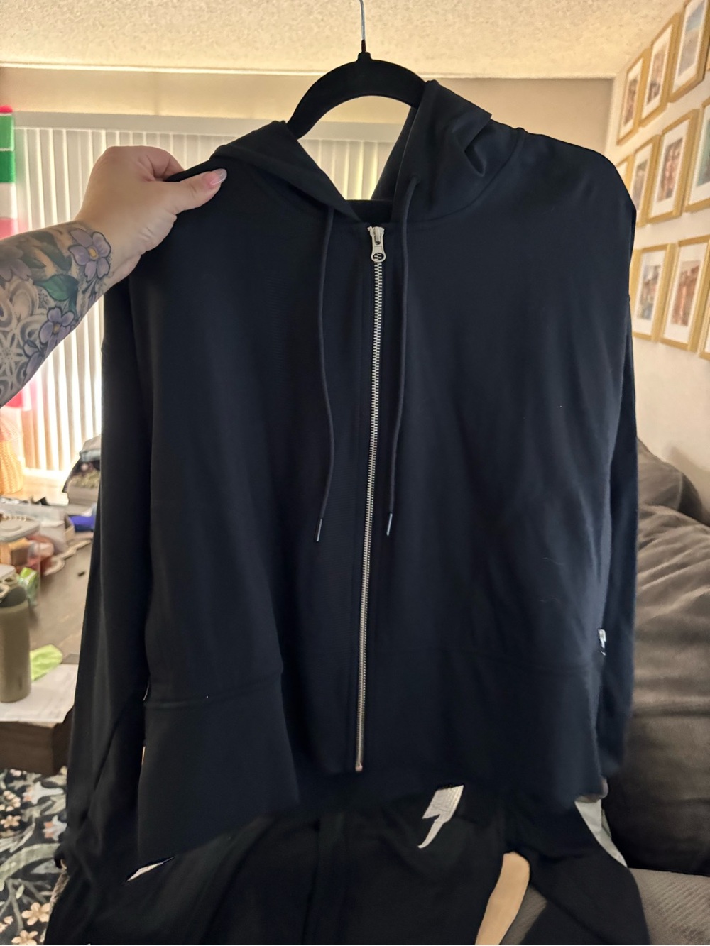 Black Zip-Up Hoodie Jacket - Women